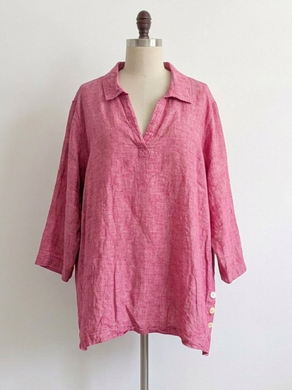 SOLD Tahari 100% Linen Tunic Shirt Natural Fibers Granola Beach Plus